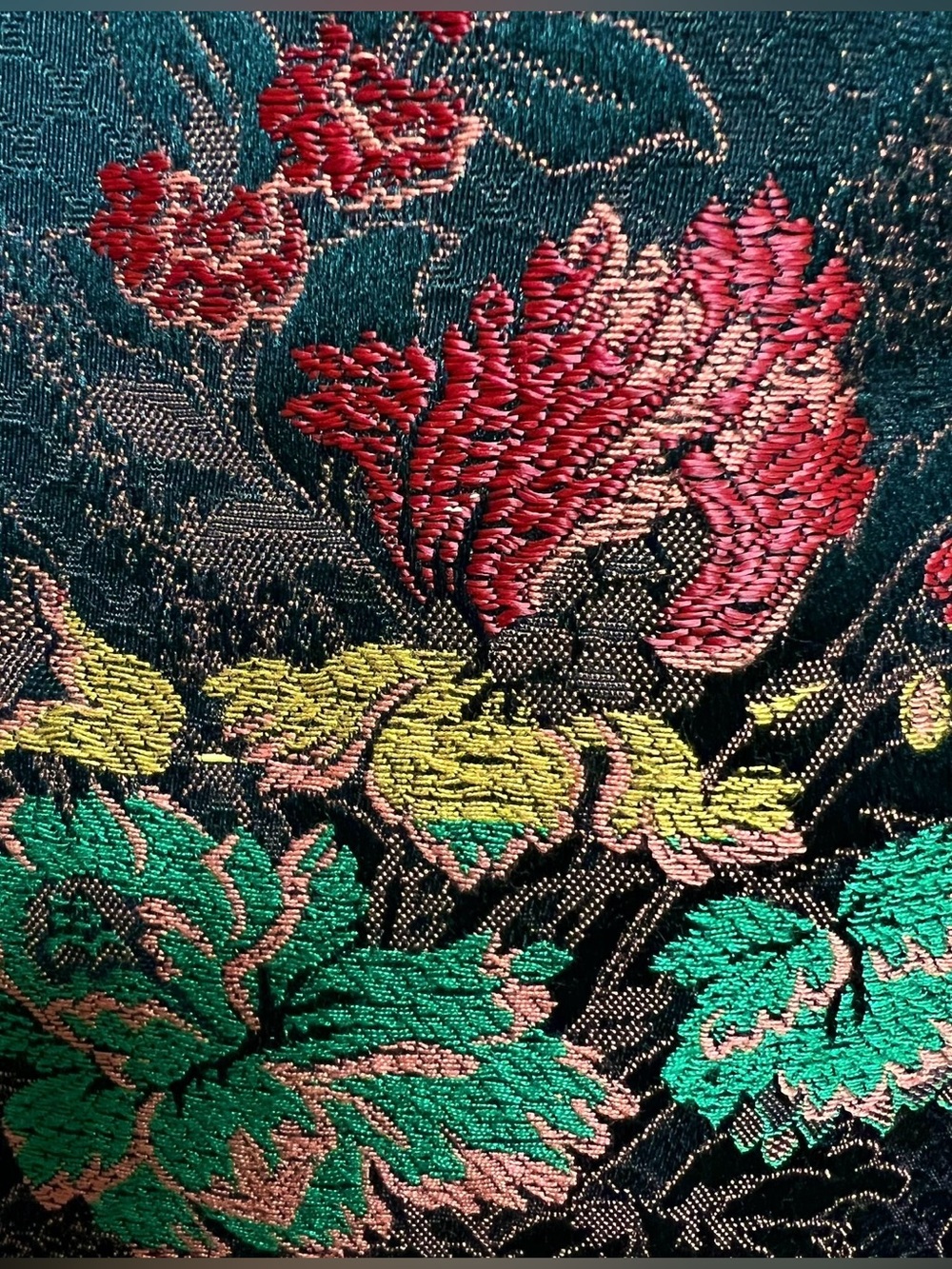 Vintage  Floral Brocade Tapestry Pencil Maxi Skirt – Red, Gold by April Cornell - Picture 4 of 16